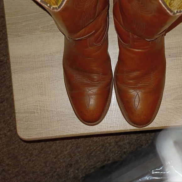 Cowboy steeltoe boots made in USA. ANSI safety code. Size 11D, light brown. - Picture 13 of 15